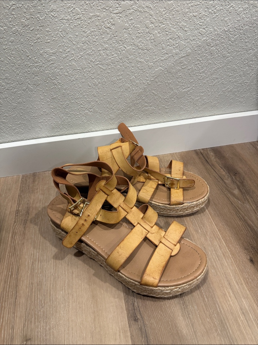 Soda Yellow Strappy Espadrille Platform Sandals